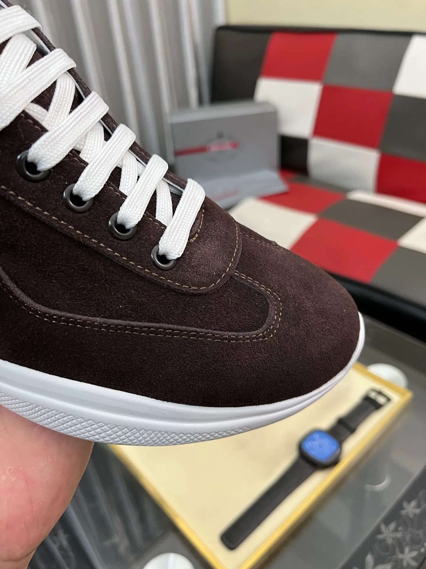 Men's shoes 💰400⌚️⌚️【PRADA】Prada casual shoes, originally developed 1:1, made of high-mercerized cowhide with imported cowhide, silk sheepskin lining, rubber outsole, comfortable and soft on the foot, size: 38-444️⃣Colors available